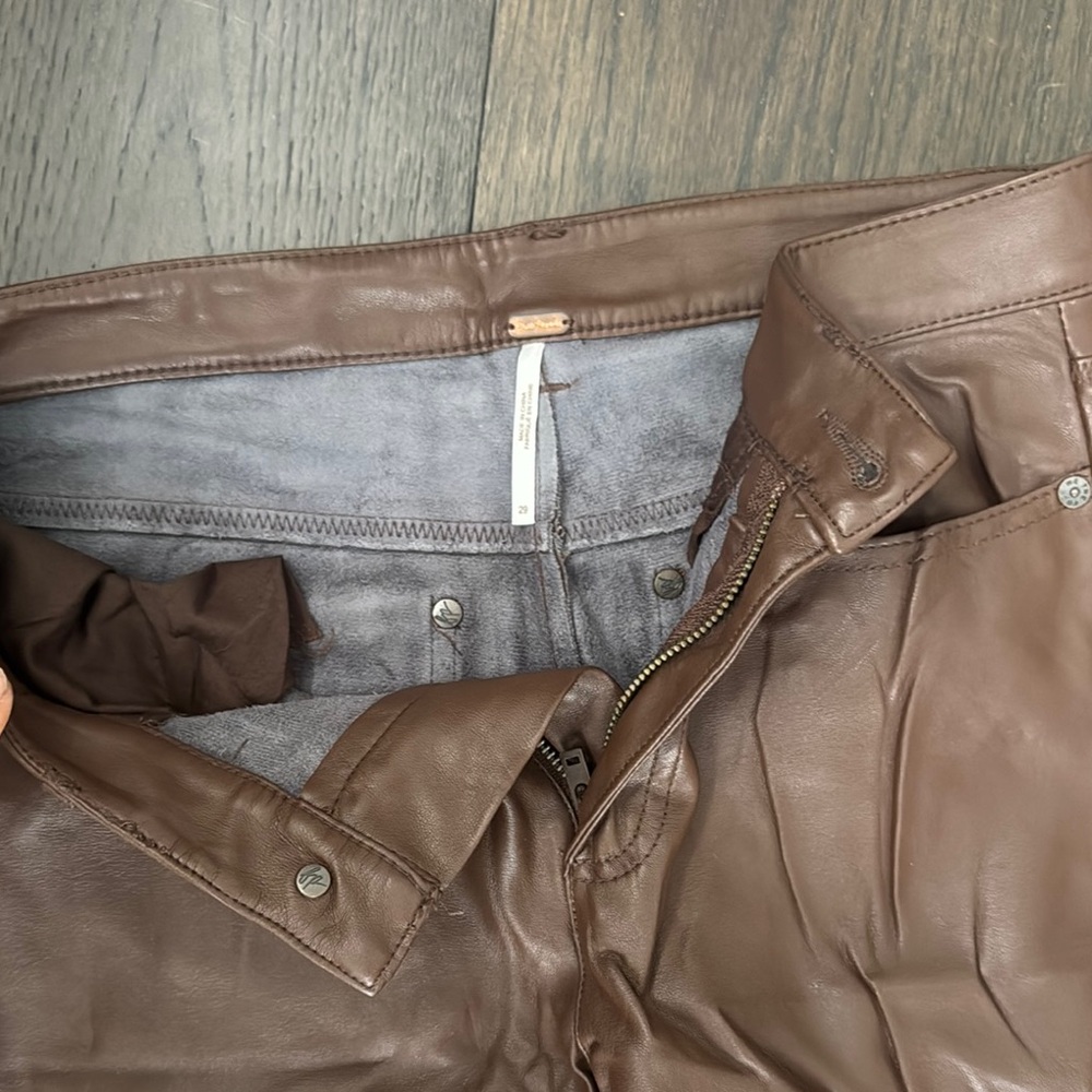 Free People Brown Faux Leather Pants
